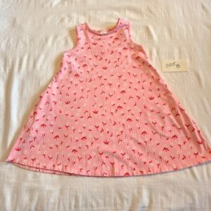 Hanna Andersson girls size 130 or 8 pink sleeveless dress with white flowers EUC